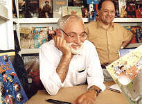 Jan en la caseta de Madrid Comics el 1 de Junio de 2002